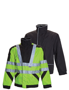  Premium quilted reversible jacket black and high visibility